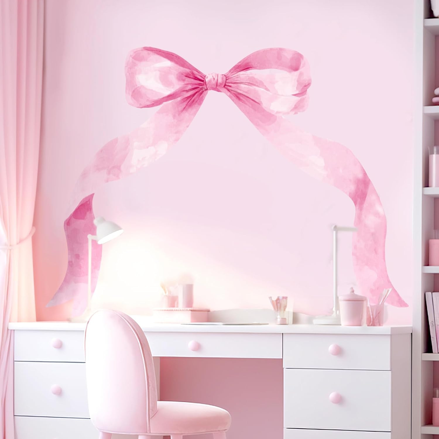 Large Pink Bow Wall Stickers – Waterproof Vinyl Decals for Girls' Room Decor