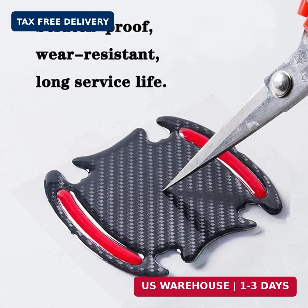 8pcs Universal 3D Carbon Fiber Car Door Handle Paint Scratch Protector Sticker A
