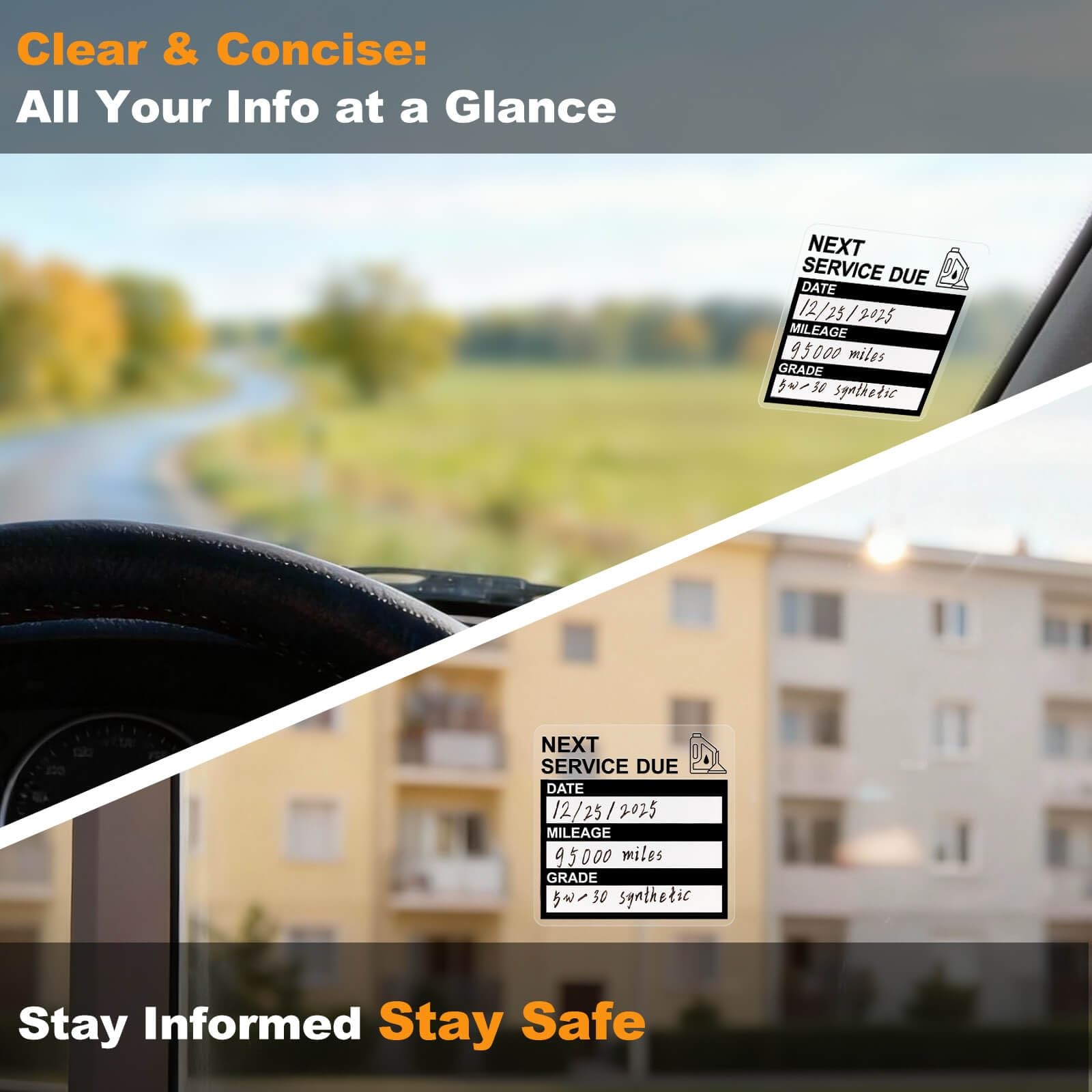 Static Cling Oil Change Stickers for Windshield, 120 Pcs 2×2 Inches No Glue N…