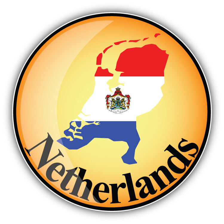 Netherlands Map Flag Glossy Label Car Bumper Sticker Decal