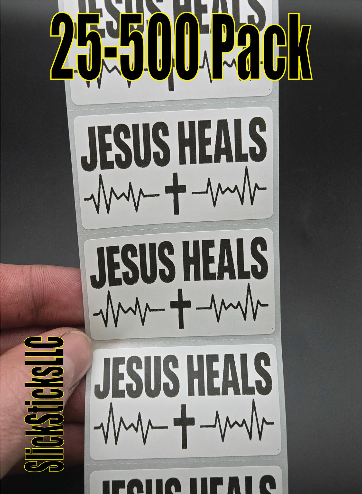 "JESUS HEALS" 25-500pcs stickers decal labels god bulk religious lord saves