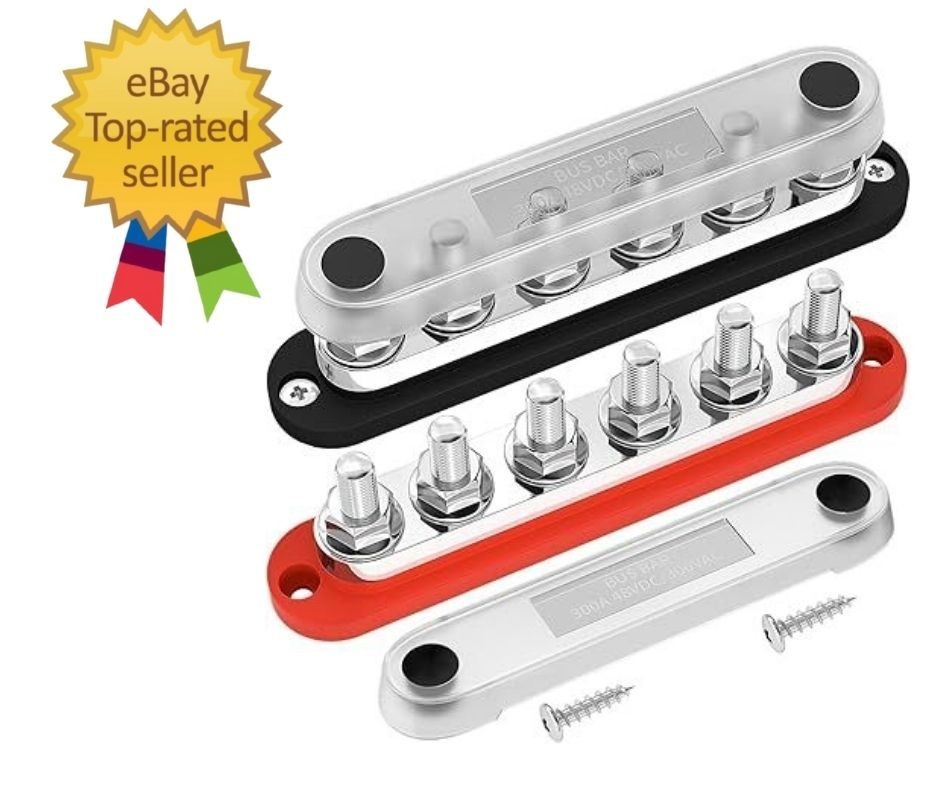 300A Bus Bar 12V Marine 12V Power Distribution Block with Cover 6 x 3/8" (M10) T