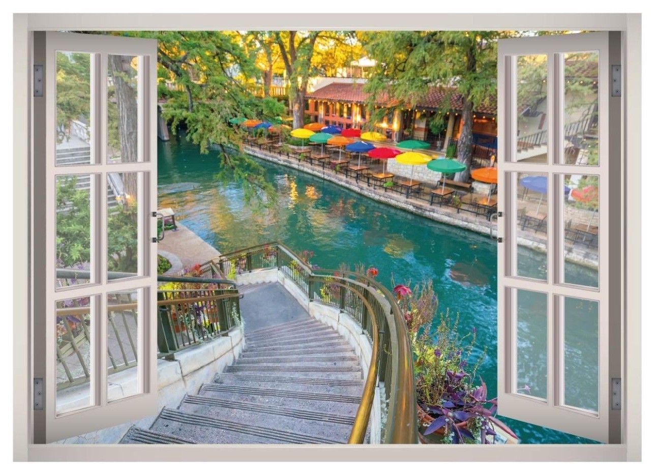 Colorful Place Window 3D Wall Decal Art Mural Home Decor Canvas Vinyl W192