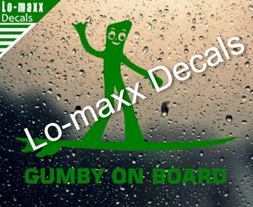 Gumby On Board Hang Loose Shaka Surfer Superior Quality Die Cut Vinyl Decal