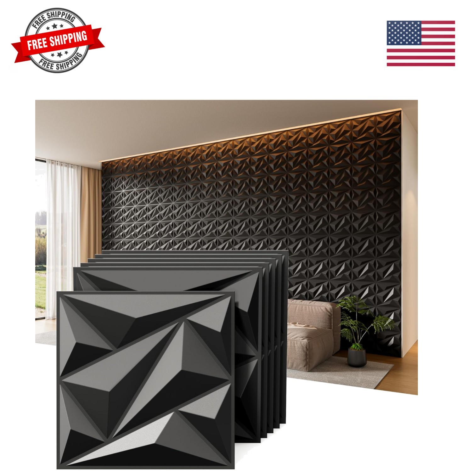 3D Wall Panels, 33 Pack 12 x 12 Inch Decorative Wall Panels PVC Accent Wall P…