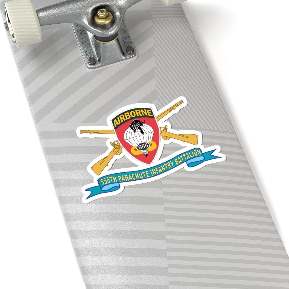 Kiss-Cut Stickers – Army – 555th Parachute Infantry Battalion – SSI w Br -Ribbon