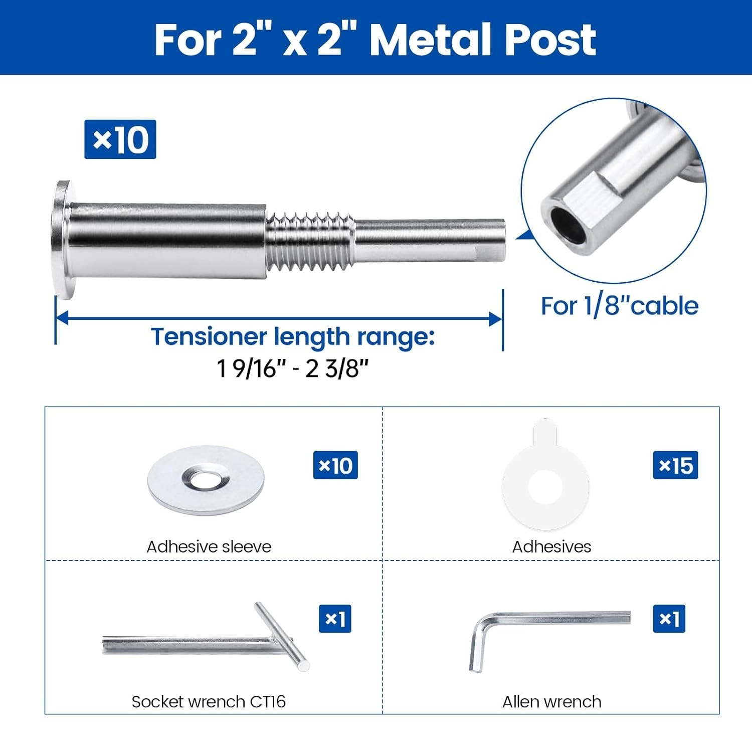 10 Pack 1/8" Invisible Cable Railing Kit Hardware Upgraded Hand Swage Tensioner