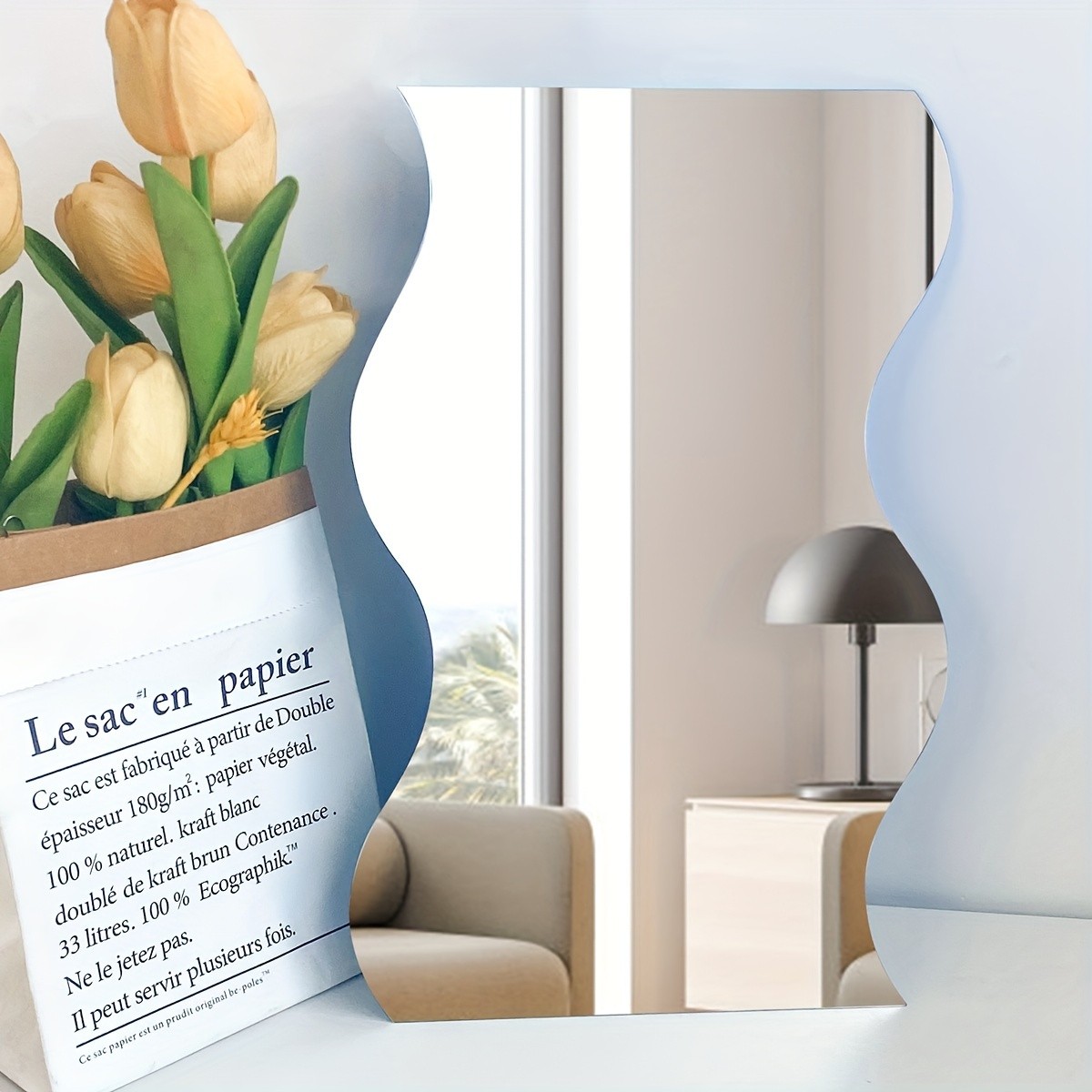 Wavy Irregular Acrylic Mirror Wall Sticker 2mm Self Adhesive Living Room Wall