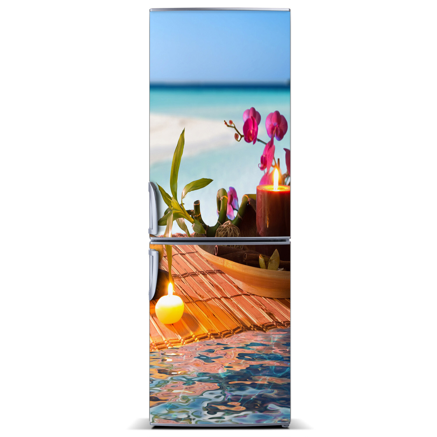 3D Art Refrigerator Kitchen Removable Sticker Magnet Flowers Orchid and bamboo