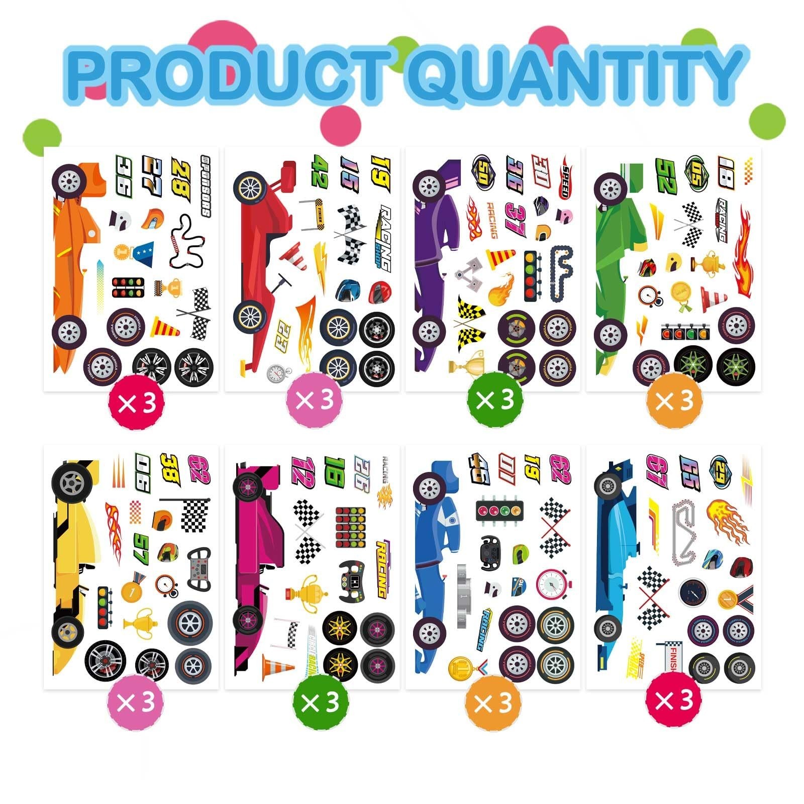 24 Sheets Make Your Own Race Car Stickers, Sporty Racing Car Stickers for Kid…