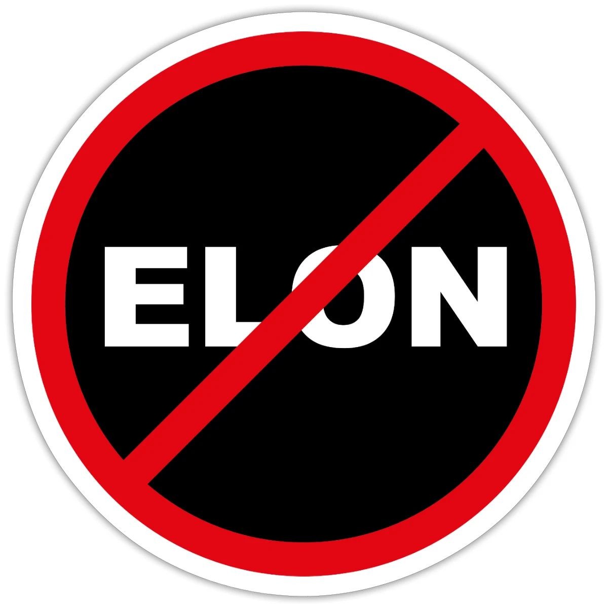 No Elon Warning Sign Sticker Sticker, max. 4 x 4"