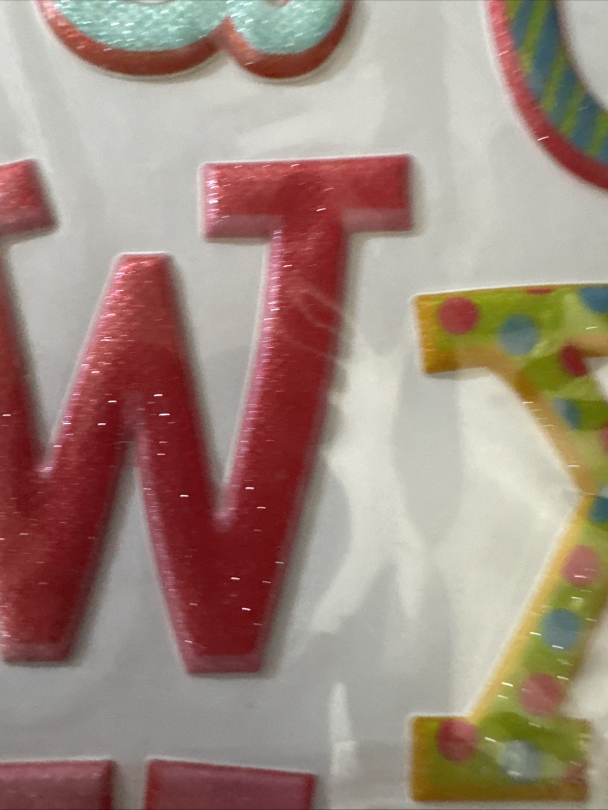 Anywhere Art Adhesive Glitter Puff Alphabet. Multicolor -3 Sheets Of Wall Decor