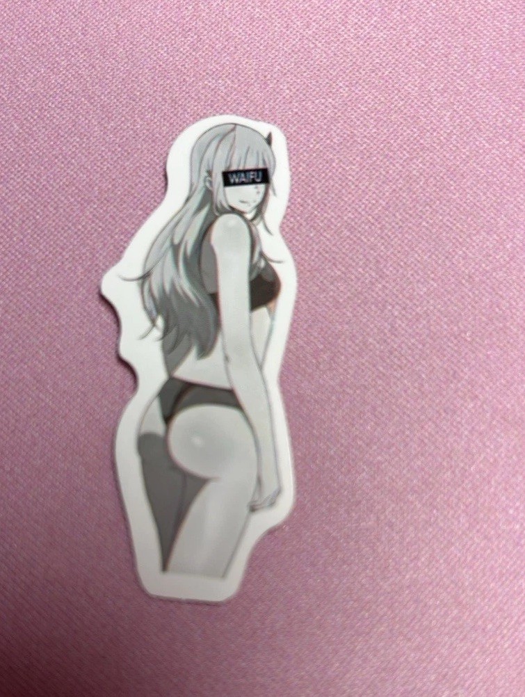 black and white waifu lewd stickers #6