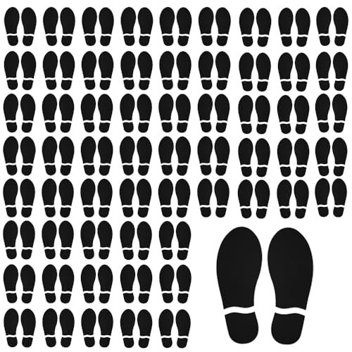 60 Pairs Black Footprint Stickers – 7" Decals for Floor, Wall, Stairs, Party Gui