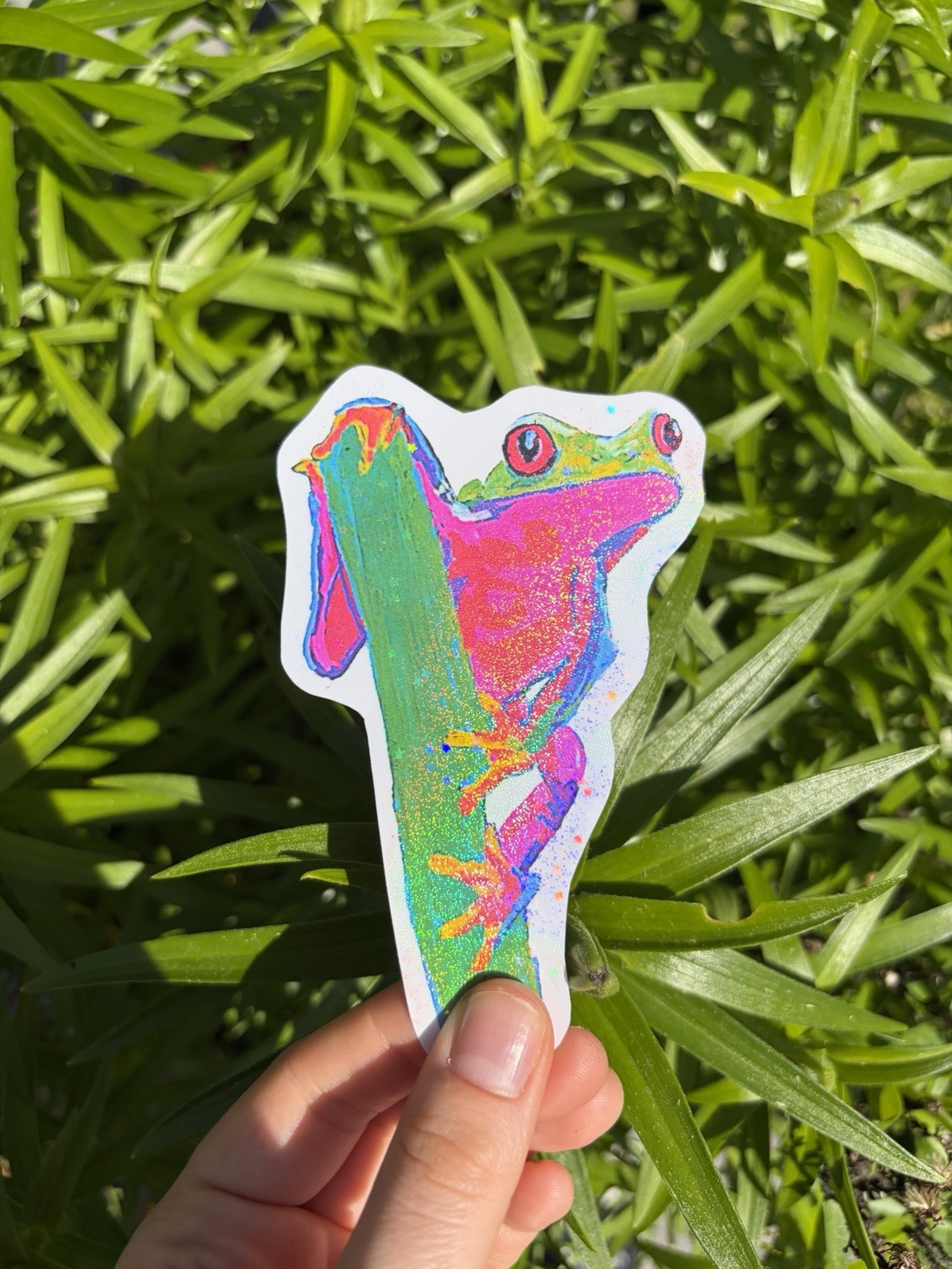 Tree Frog Waterproof Sticker: Aesthetic Frog Art Vinyl Decal