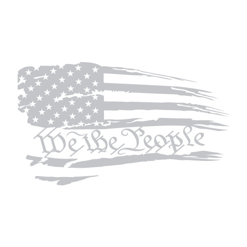 American USA Distressed Flag With We The People Die Cut Decal
