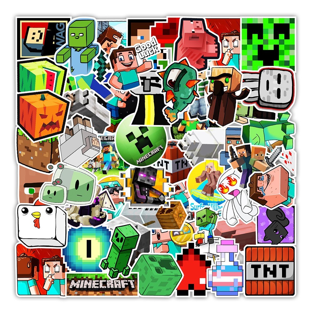 100 piece Minecraft Stickers Decals Set for Kids Adults, Waterproof Pixel