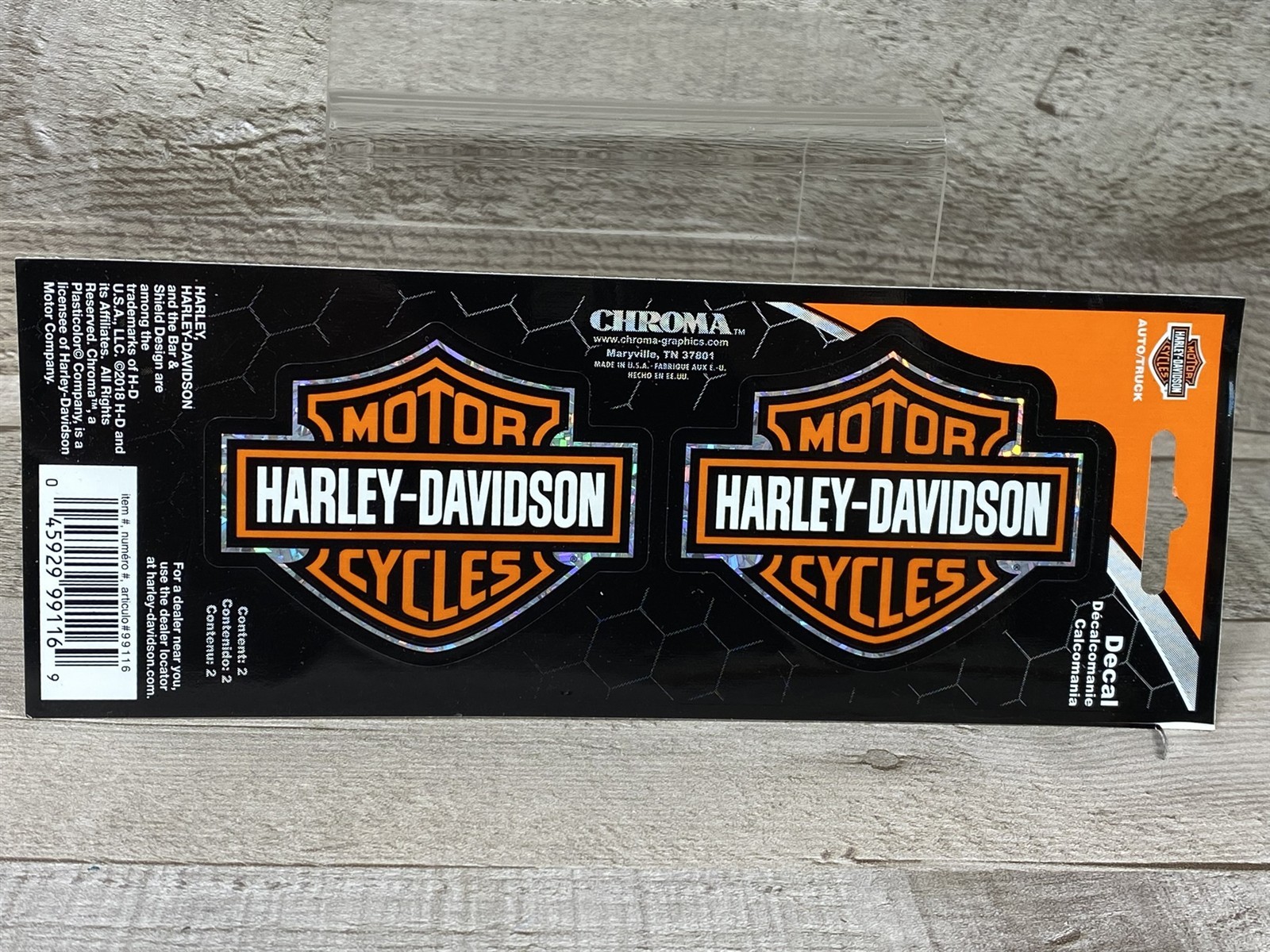 Harley Davidson Motorcycles Holographic Bar & Shield Decal – 2 Stickers – New
