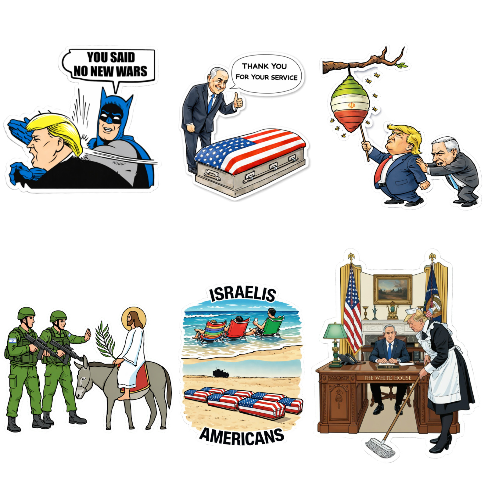 Funny Political Sticker Pack (6) Trump Meme Anti War Laptop Stickers USA