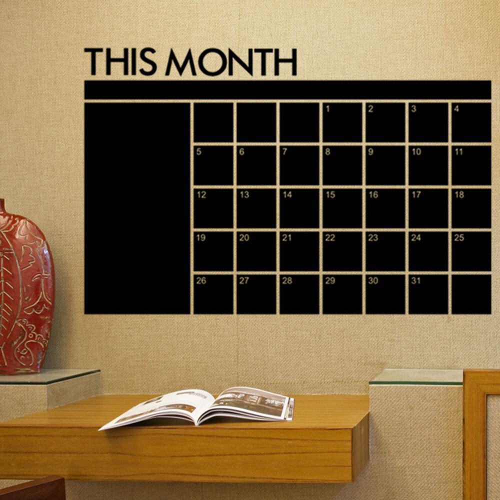 Calendar Blackboard Stickers Office Reusable Wall Planner Erasable Desk
