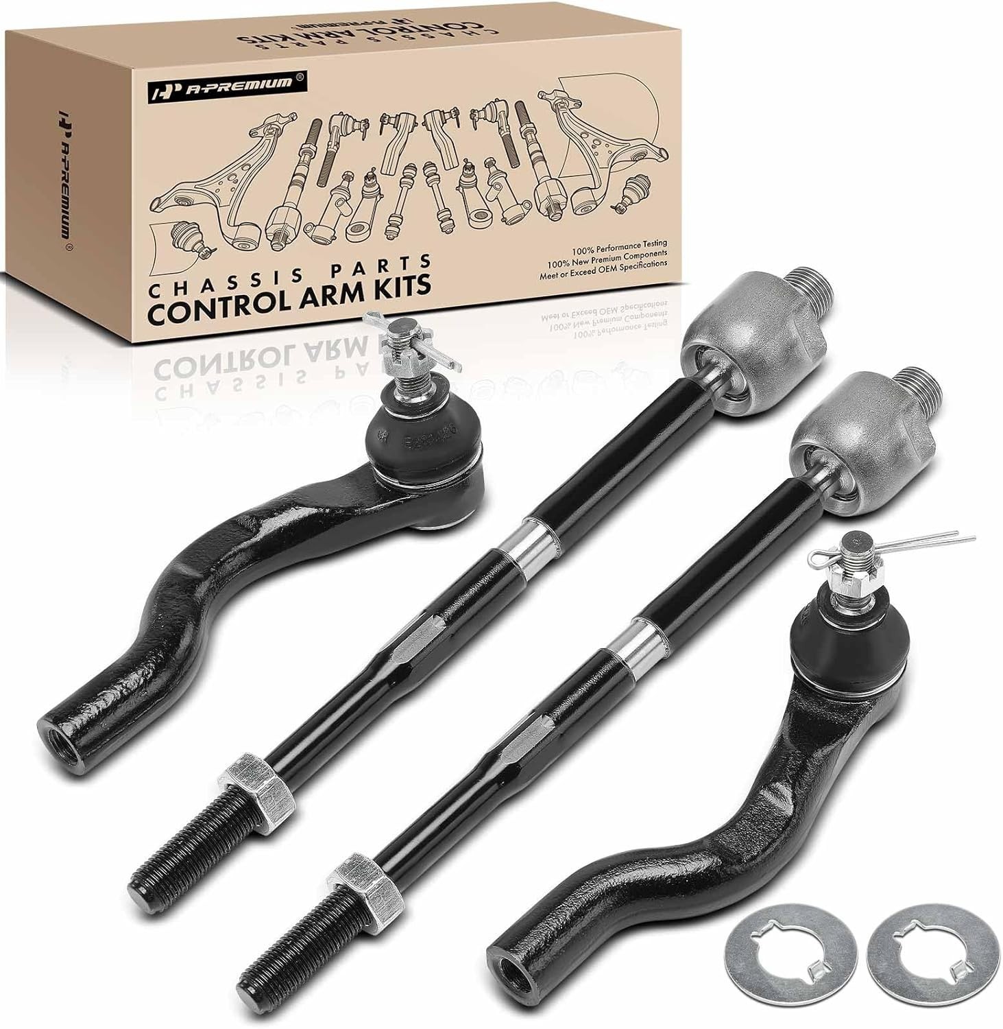 Set of 4 Front Inner and Outer Tie Rod End Kit for Honda CR-V CRV 2017-2023 Gas