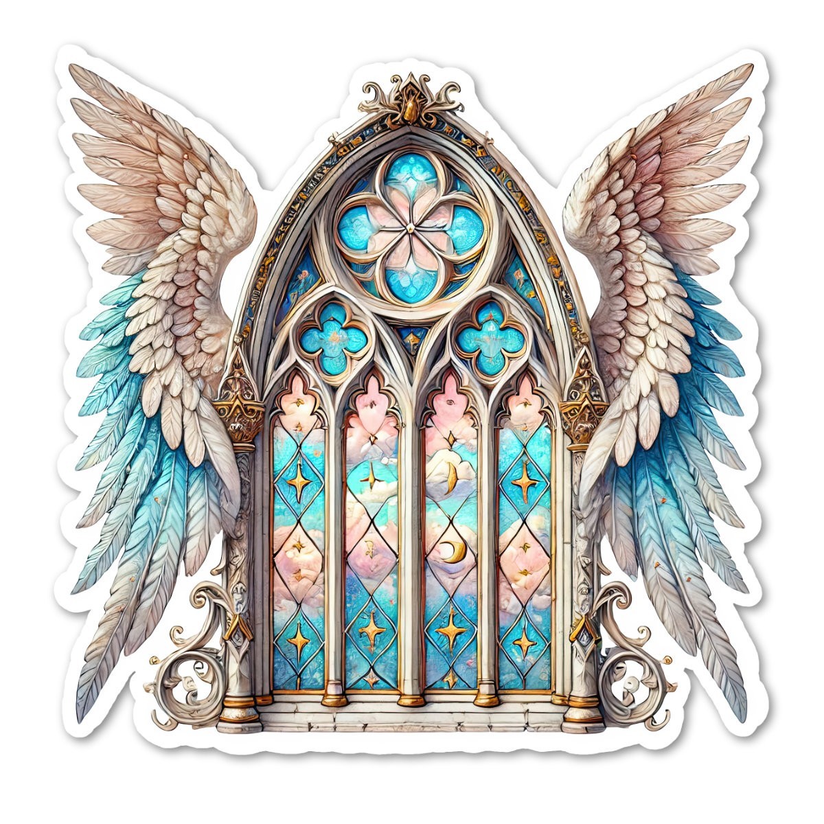 Church Cathedral Window Vinyl Sticker Waterproof Laptop Water Bottle Art