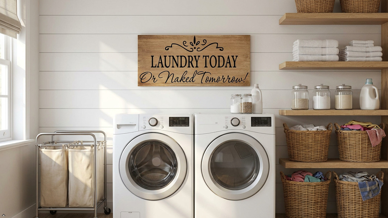 Laundry Today or Naked Tomorrow Removable Wall Stickers Home Decals Decor Quote