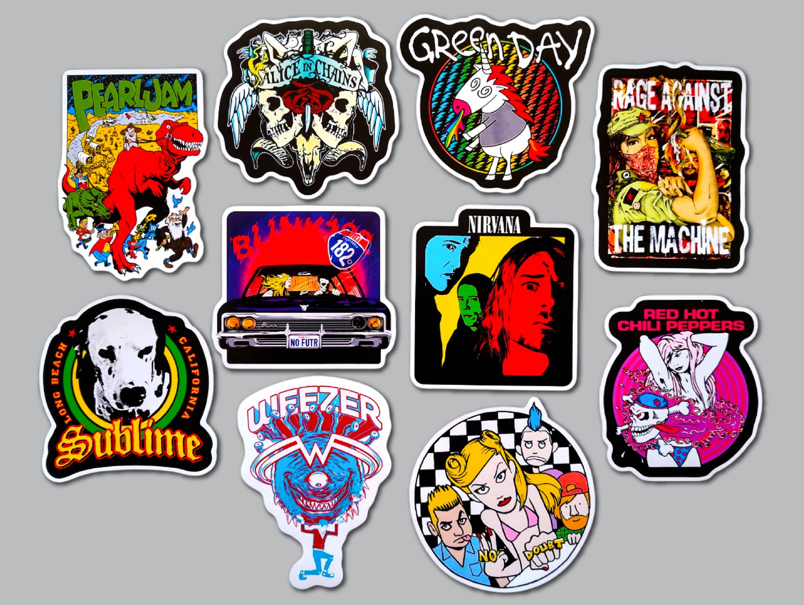 90's Alternative Vinyl Lot Pack (10 Stickers) SET 15 red hot chili peppers ratm
