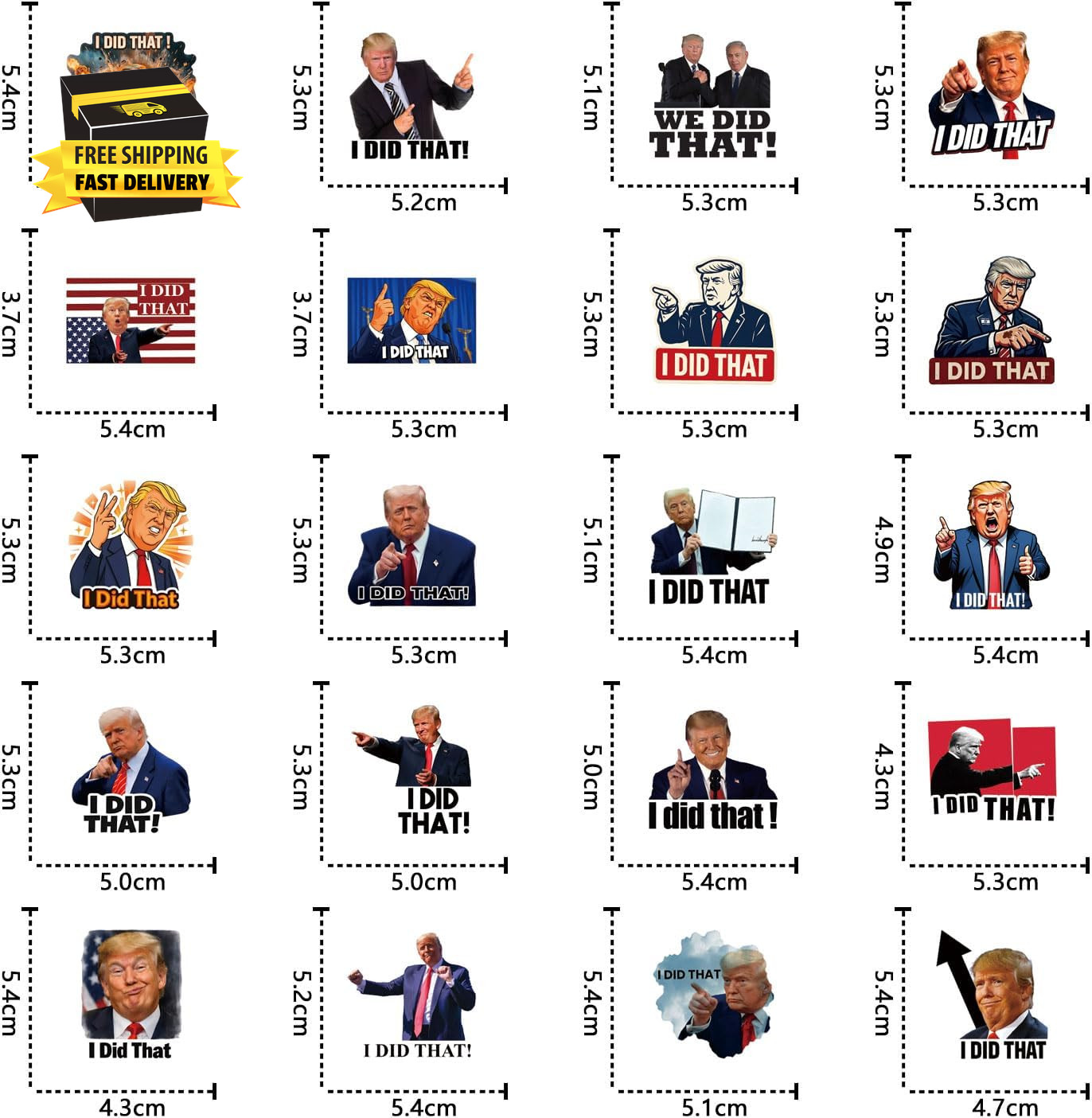 60Pcs I Did That Stickers Funny Meme I Did That Sticker Waterproof Vinyl Decals