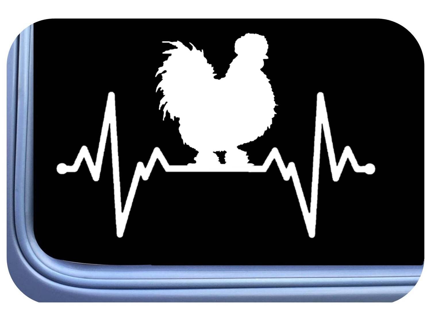 Silkie Chicken Decal Lifeline Heartbeat OS 758 8" sticker