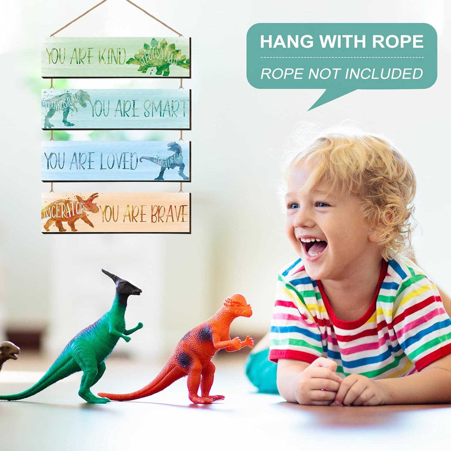 4 Pcs Dinosaur Room Decor for Boys, Inspirational Posters Wall Plaque for Kid…