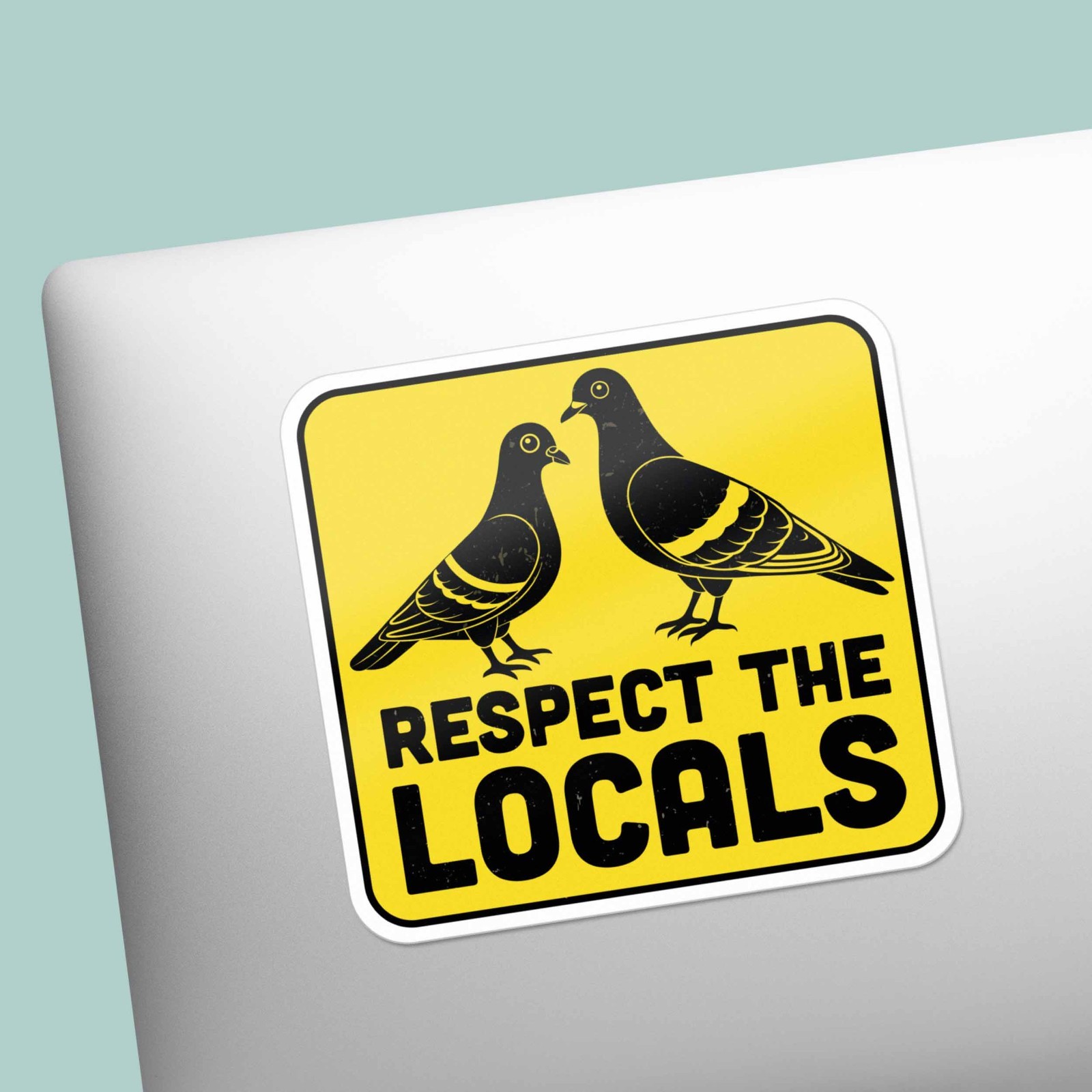 Respect the Locals Pigeon Sticker – Funny City Bird Decal for Water Bottle