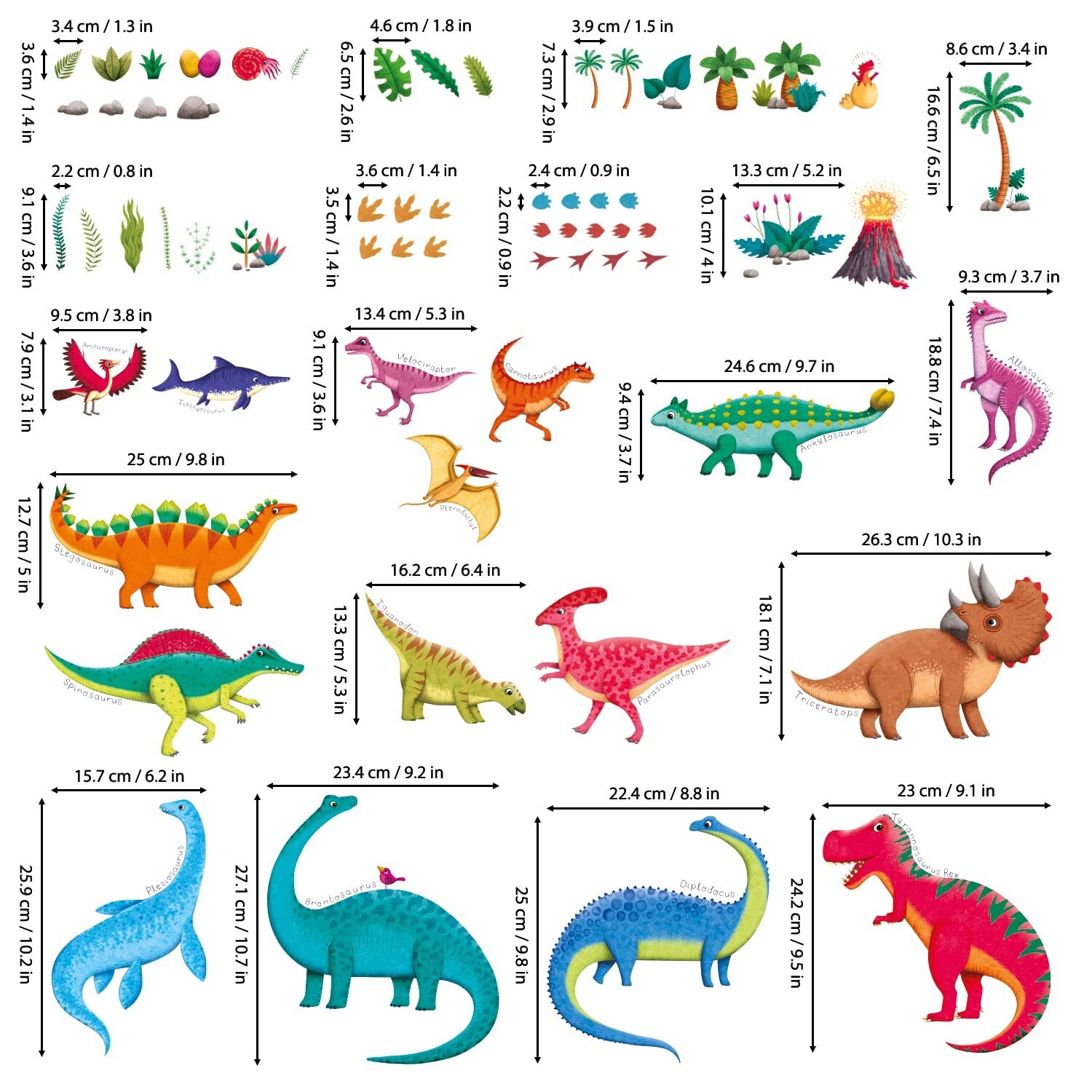 DECOWALL DS9-2115 Large Dinosaur Wall Decals Dino Stickers for Kids Boys Baby…