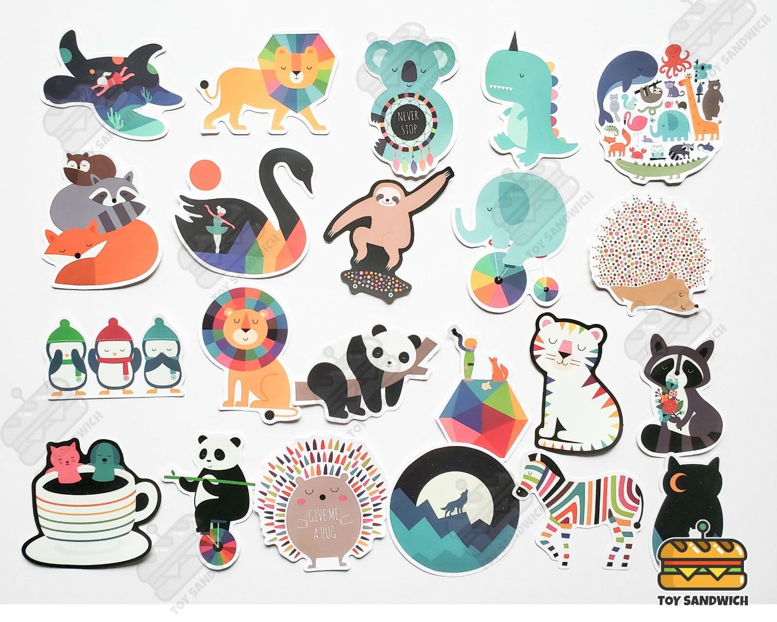 95 pcs "Woodland Animals" Sticker Pack Contemporary Colorful Abstract Art Decals