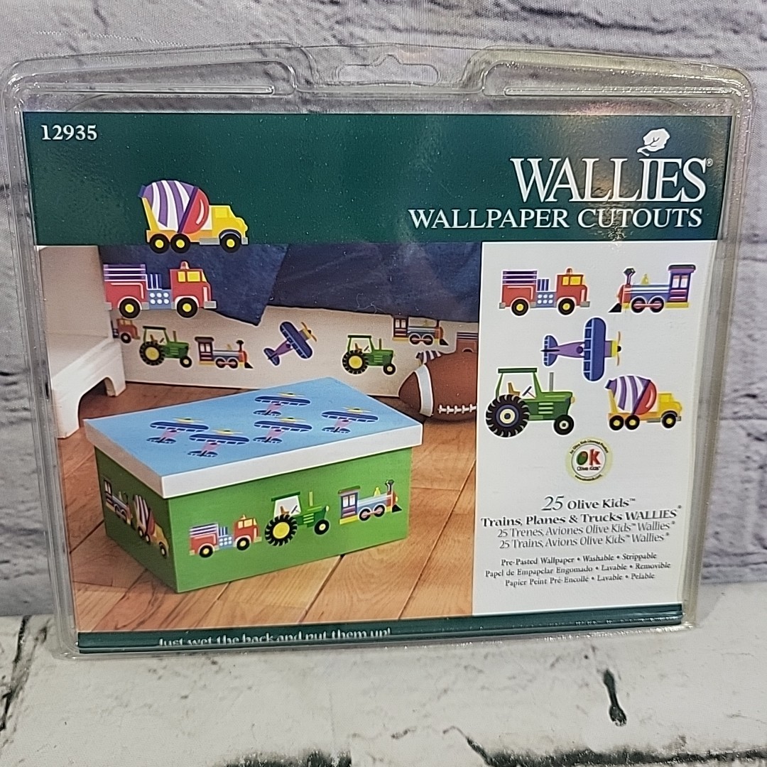 Wallies Wallpaper Cutouts Lot Of 2 Packs Train Trucks Airplanes Wall Decals