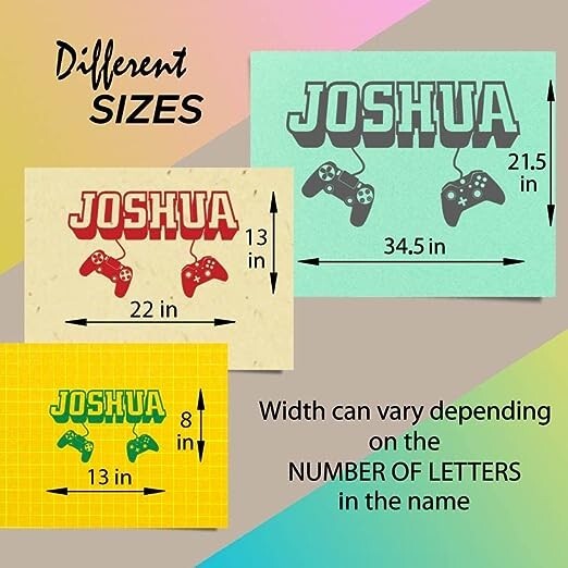 Persanolized Name Gamer Boy Girl Video Games Controllers 3D Style Kids Room