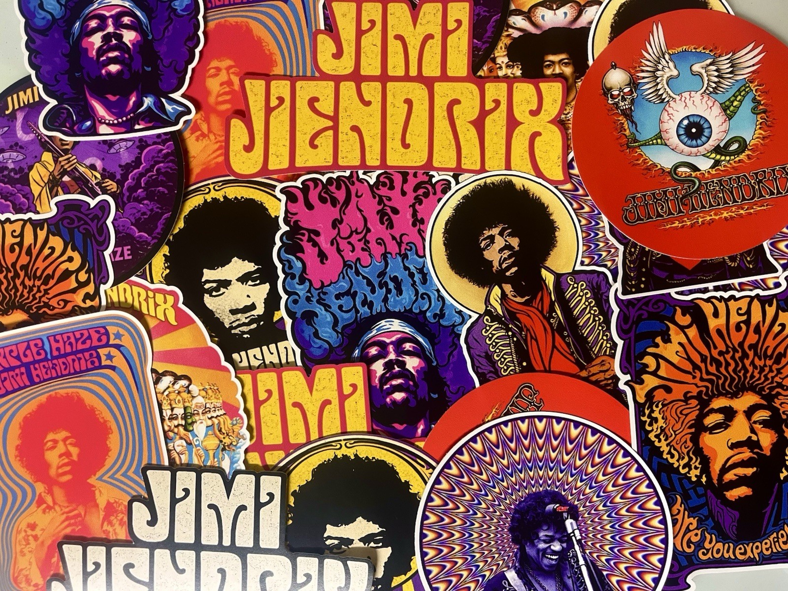 Jimi Hendrix Sticker Pack – 10 Stickers Classic Rock Stickers