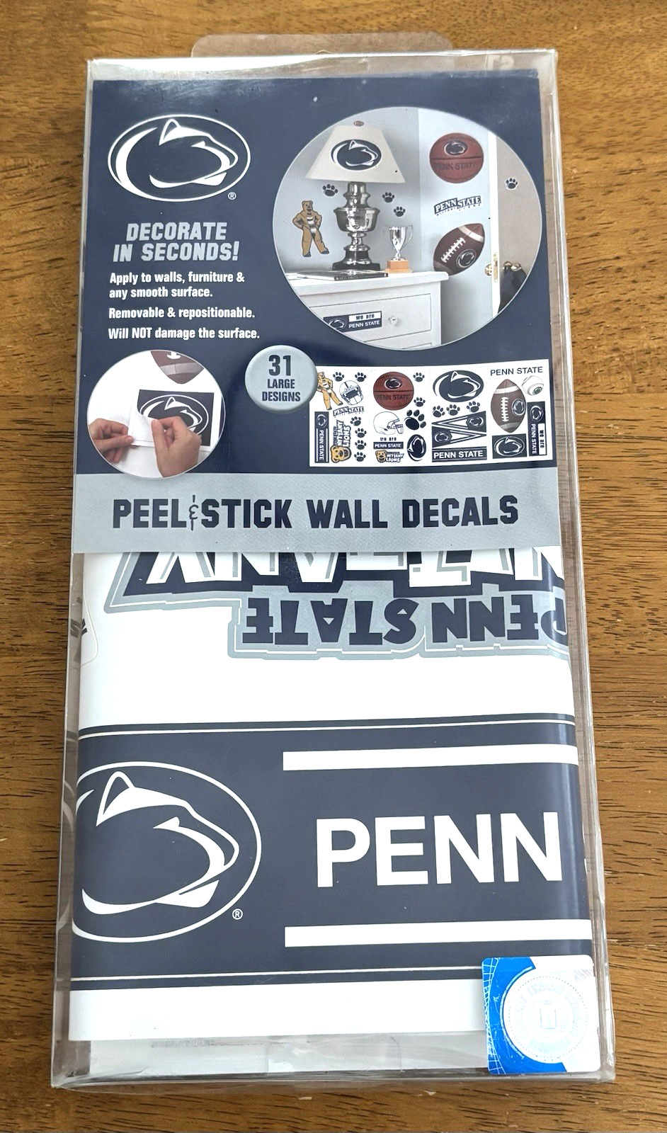 Penn State NIP 31 Peel Stick Wall Decals Removable Repositionable Re-Useable
