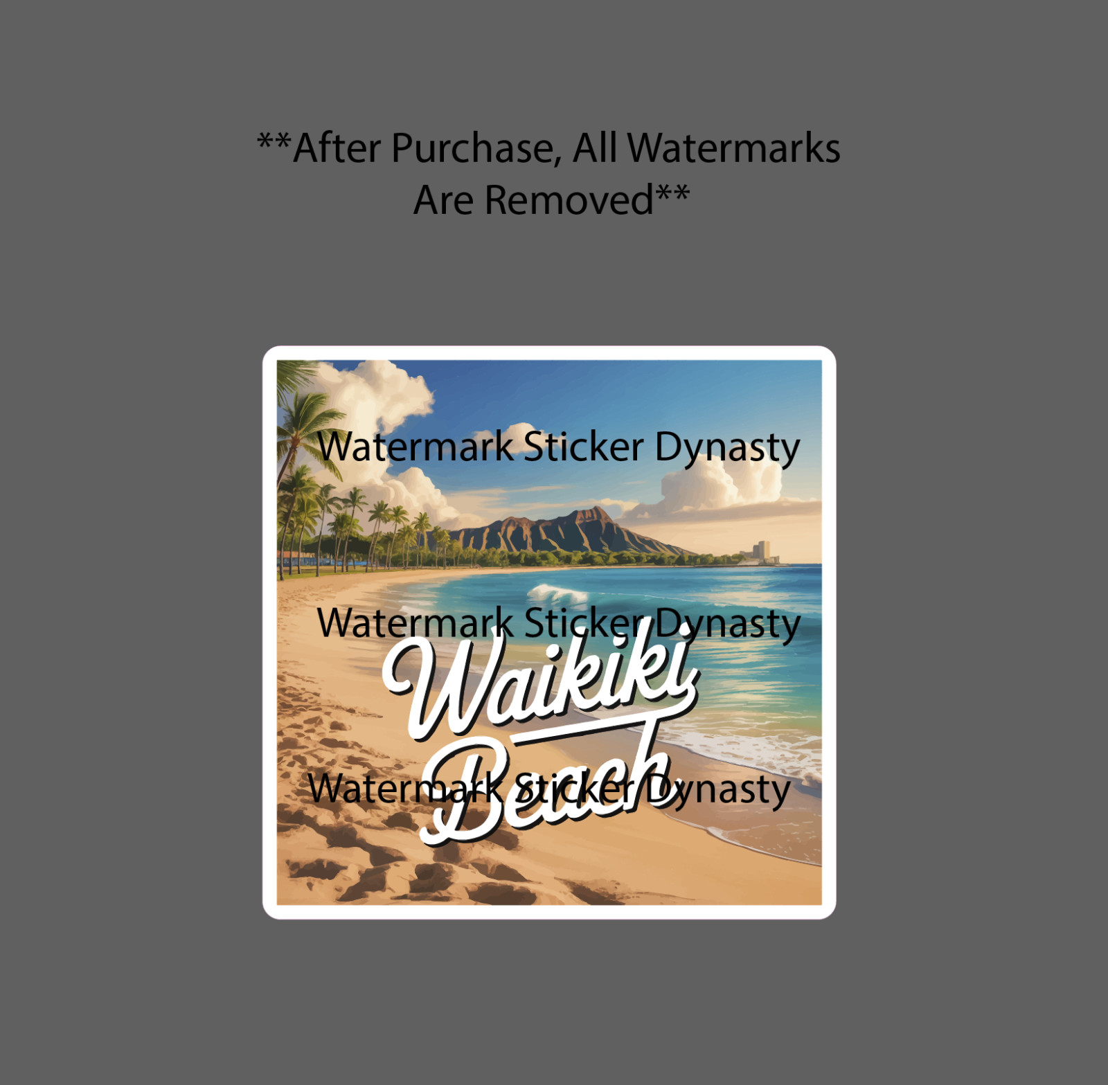 Waikiki Beach Sticker Waterproof Decal Hawaii Island Beach Travel Gift NEW