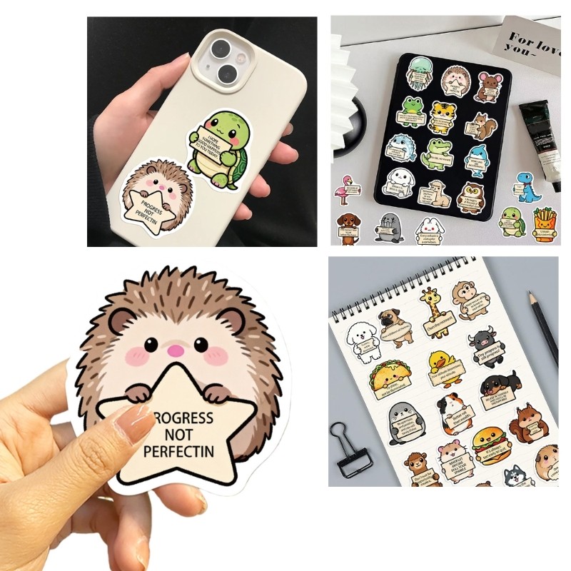 100Pcs None Animal Face Decals PVC Scratch Proof Laptop Skin Stickers