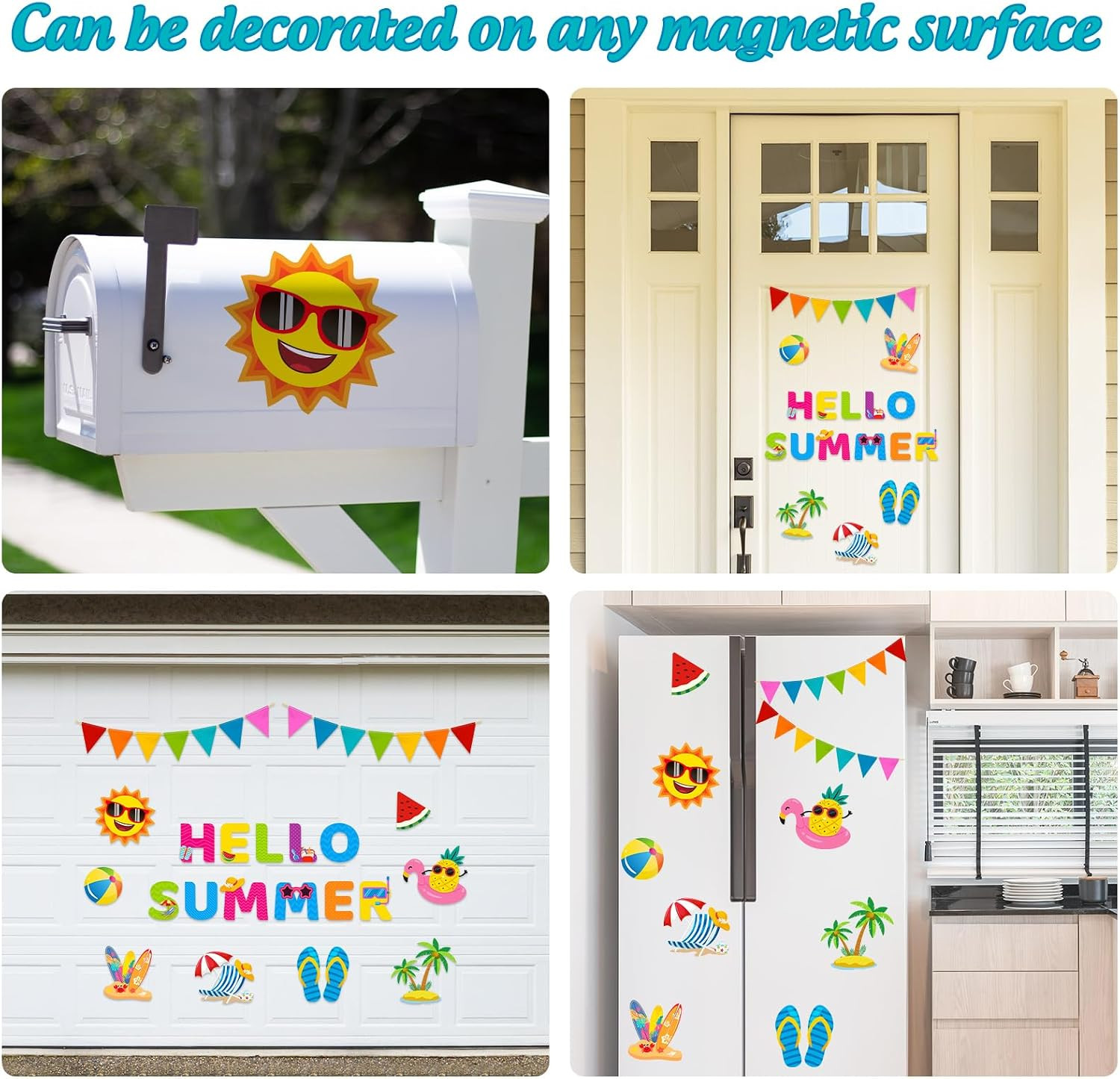 25Pcs Hello Summer Garage Decoration Magnet Stickers Watermelon Palm Tree Magnet