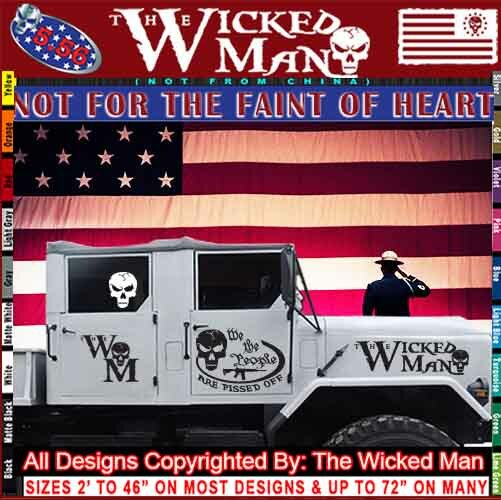 The Wicked Man – We The People Are Pissed Off Skull Oval Decal Sticker