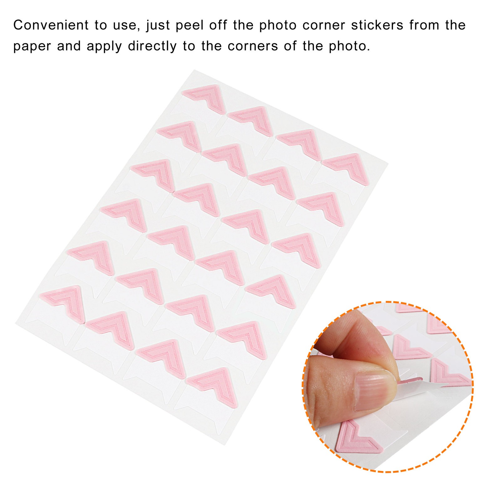 15Sheets/240Pcs Photo Corners Adhesive DIY Picture Mounting Sticker Pink
