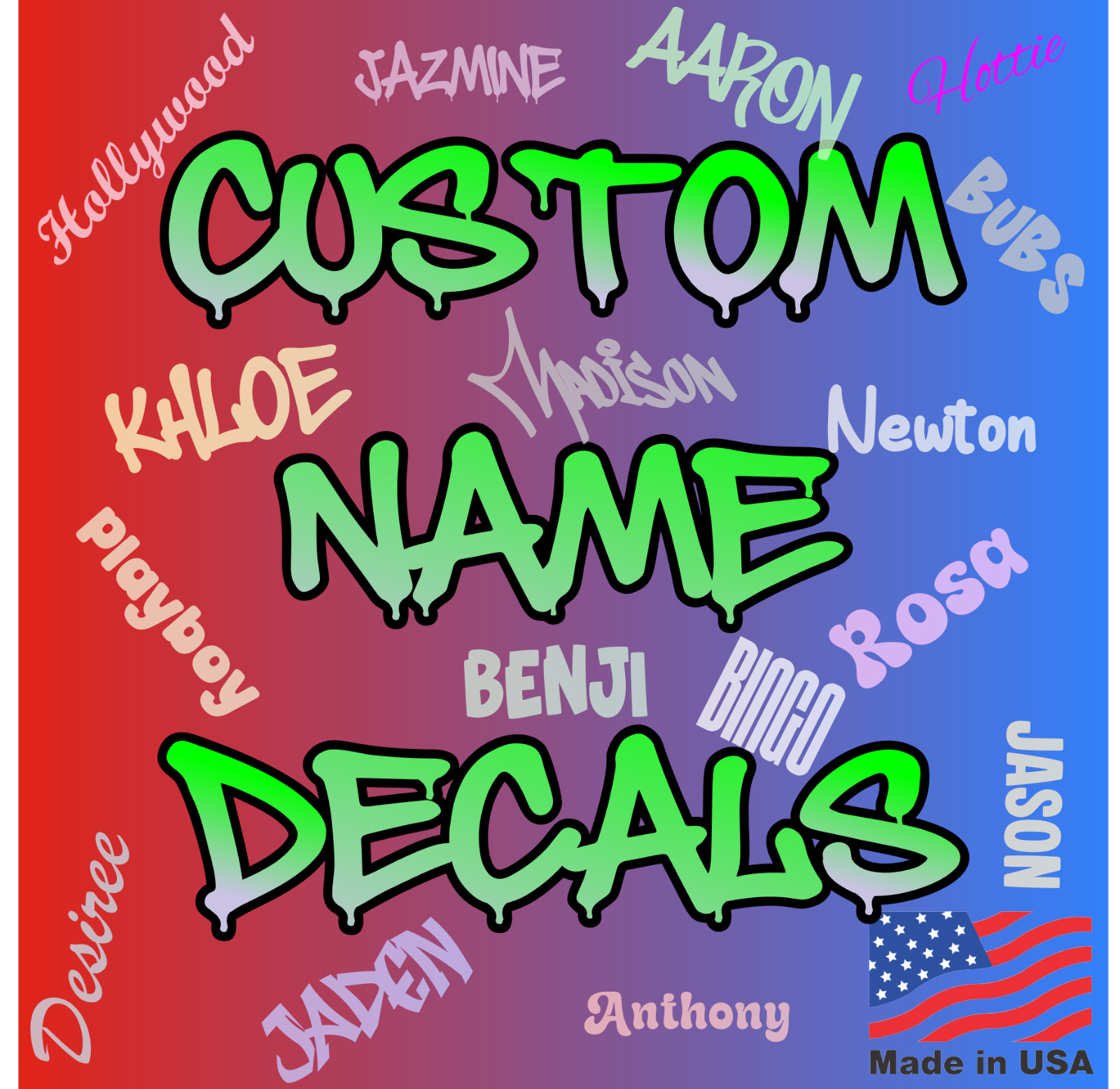 Custom Name Vinyl Decals – Many sizes & colors available – Free Shipping