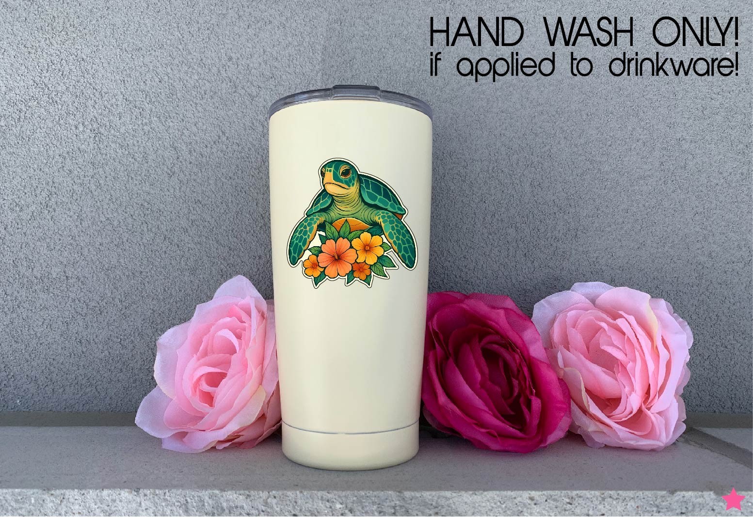 Sea Turtle & Hibiscus Decal Sticker Ocean Wildlife Life Beach Tropical Hawaii