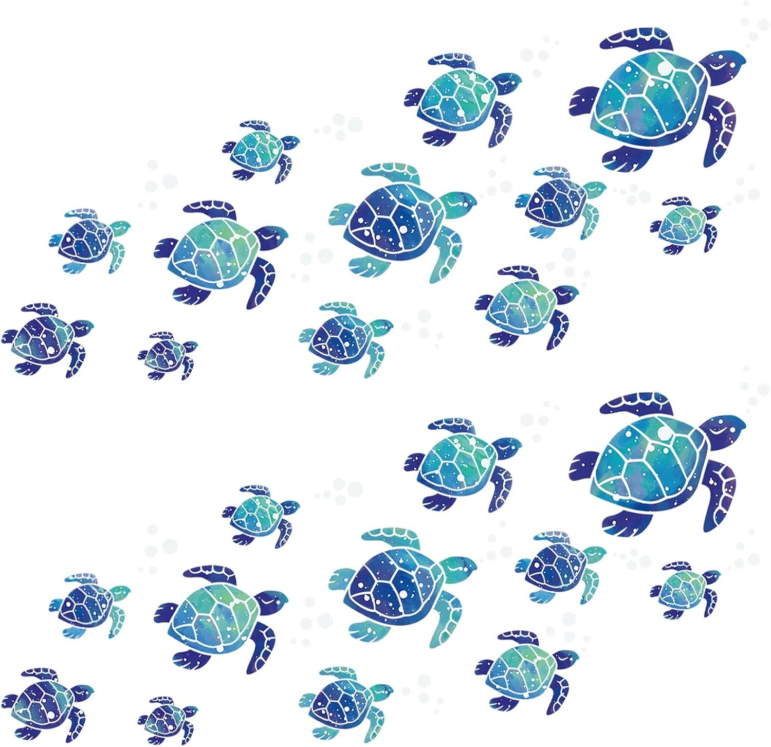 Sea Turtle Wall Decals Ocean Turtle Vinyl Stickers Underwater Bathroom Decals Wa