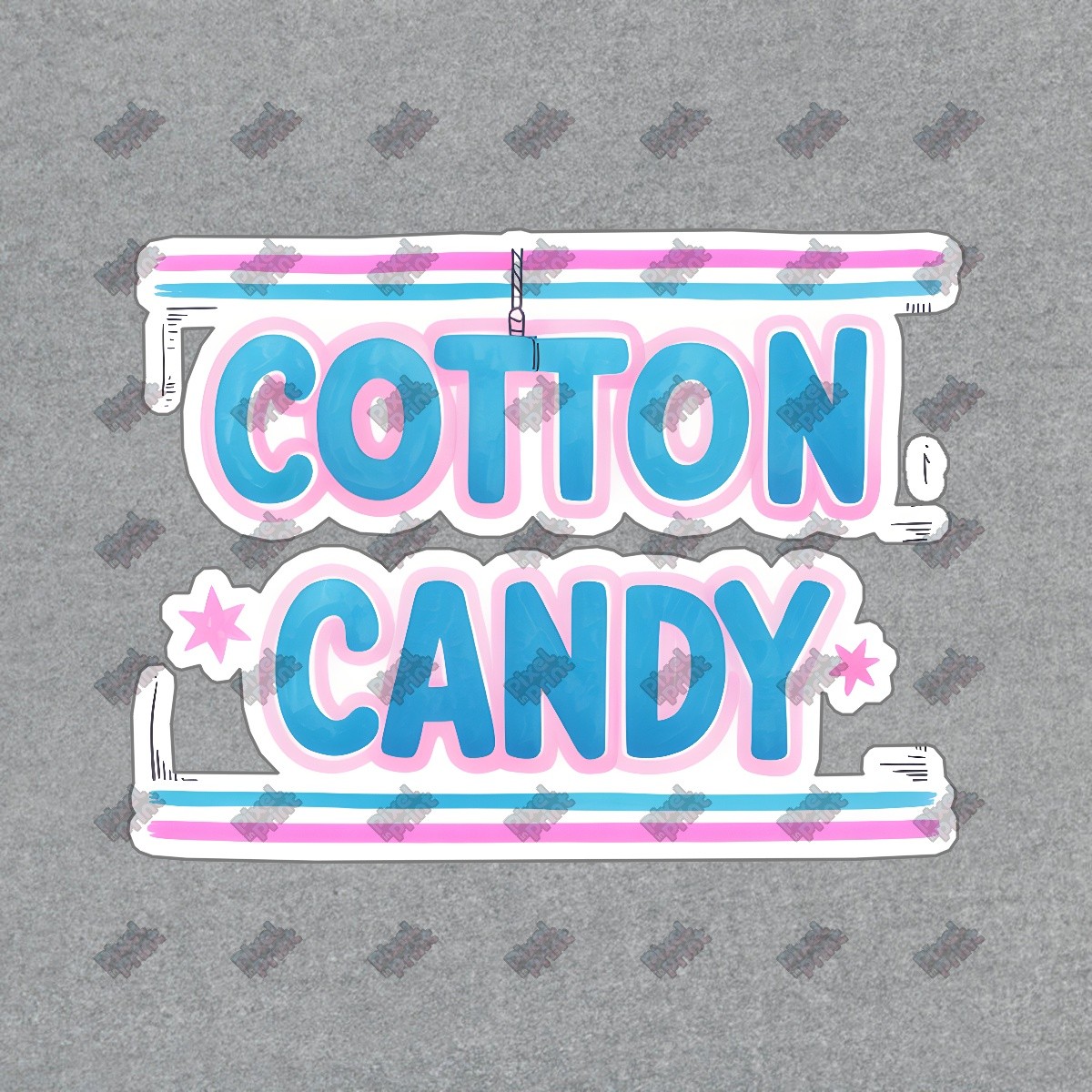 Vintage Carnival Cotton Candy Sign Whimsical Blue and Pink Decor #8341