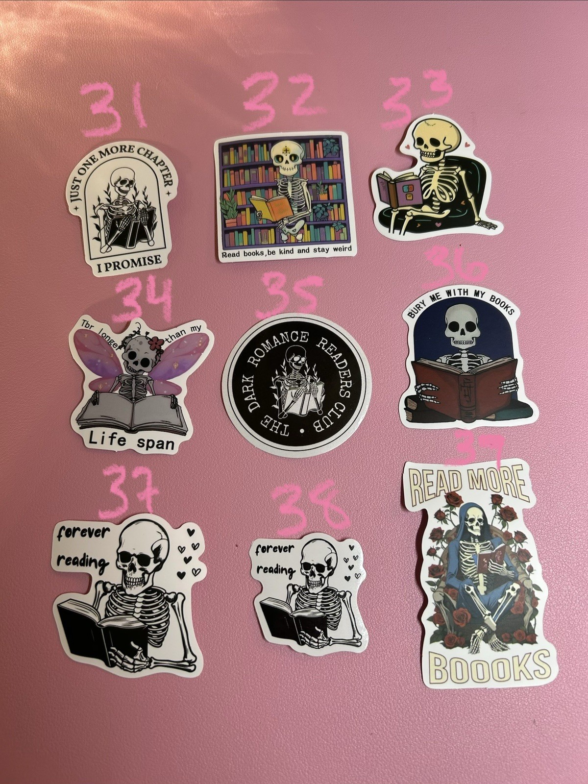 Skeleton Reading Book Stickers