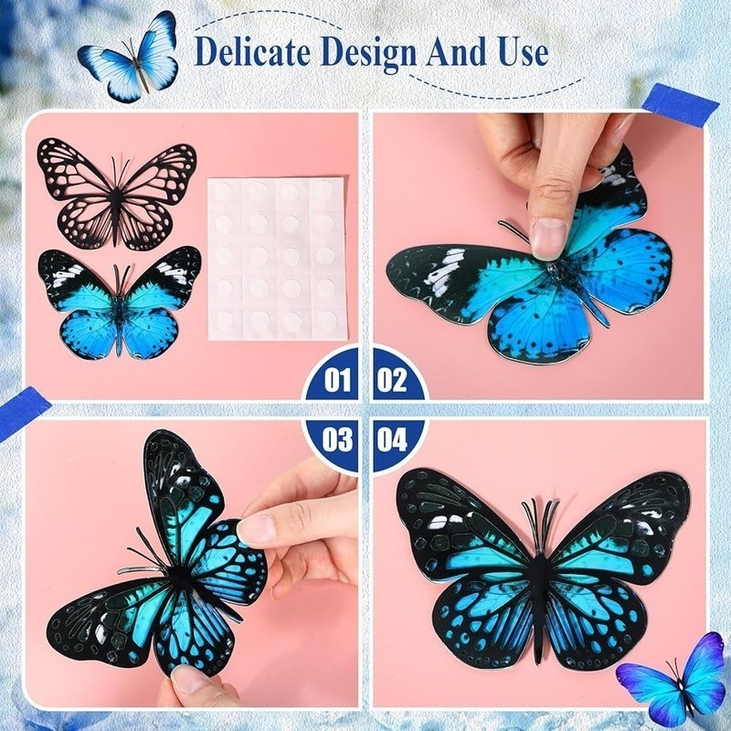3D Butterfly Wall Decals Kids Room Party Wedding Decor Floral Decoration New