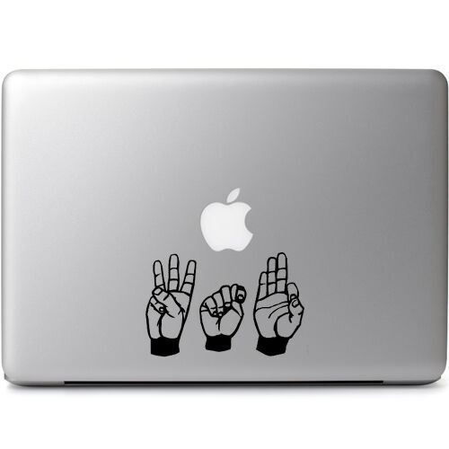 "WTF" Sign Language Funny Hands Sticker Decal for Macbook Laptop Car Window Cup